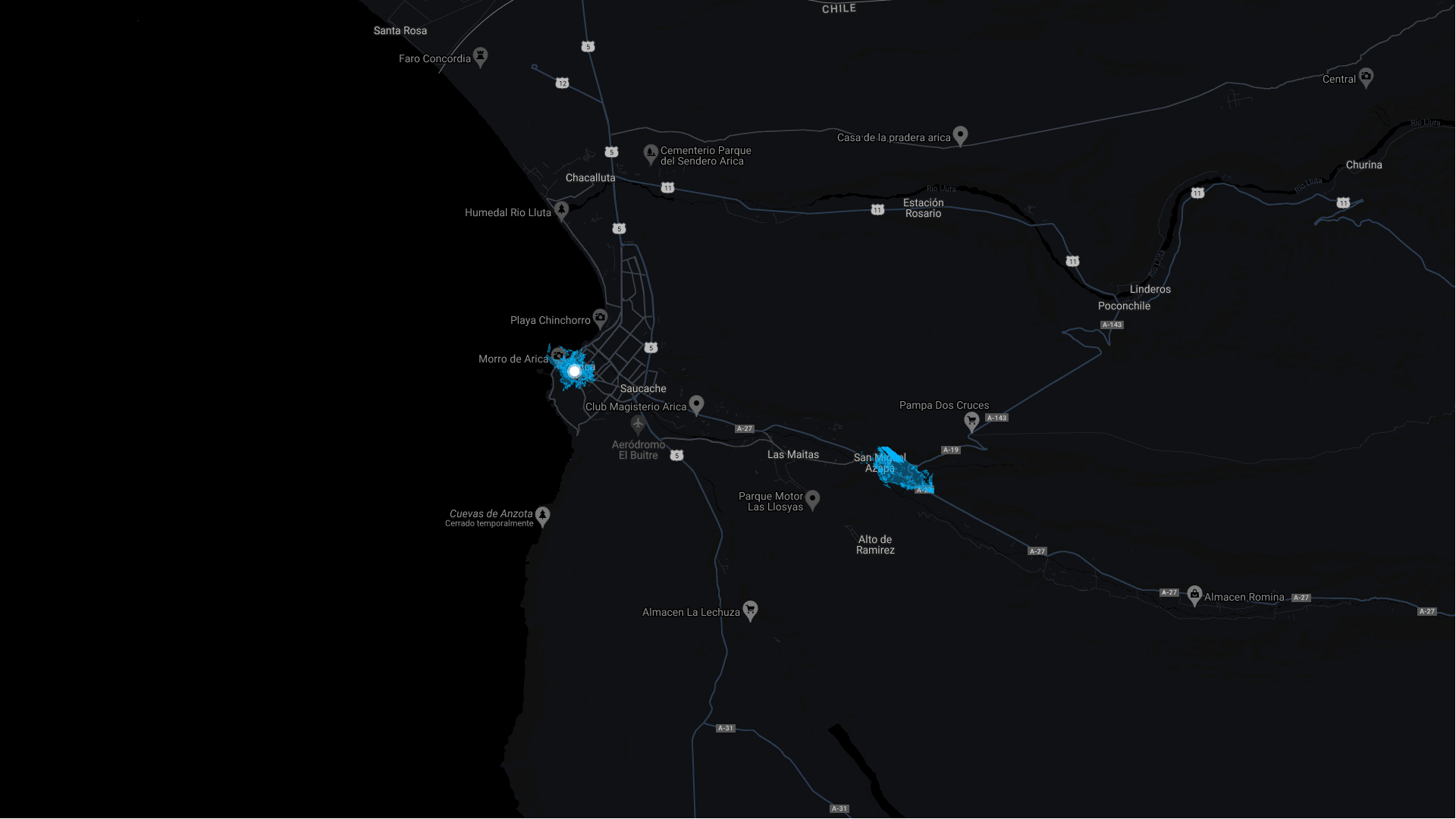 Mapa cobertura Región de Arica y Parinacota