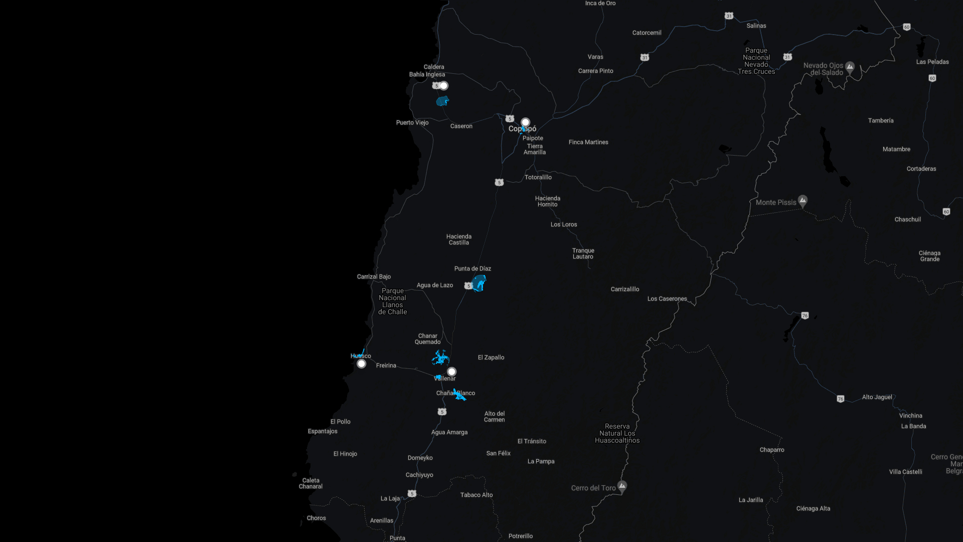 Mapa cobertura Región de Atacama