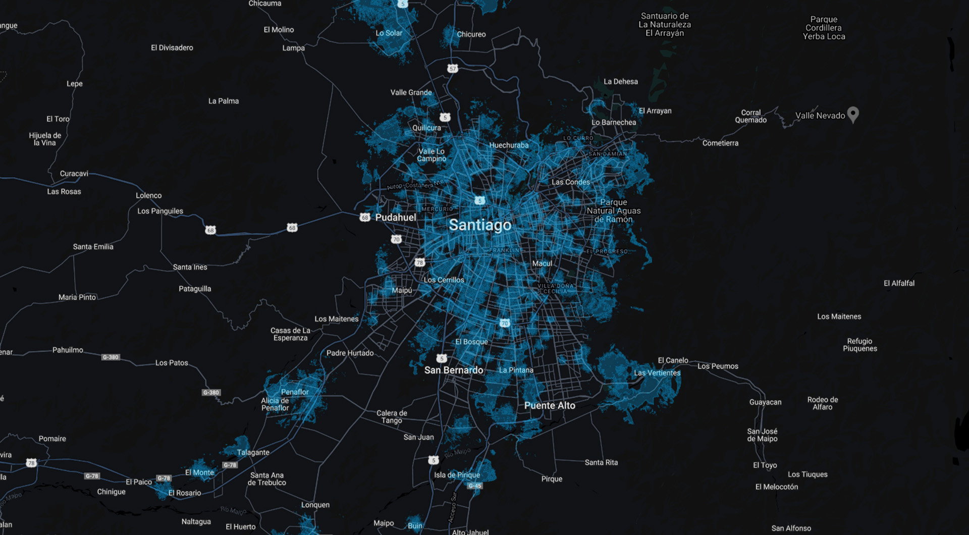 Mapa cobertura Región Metropolitana