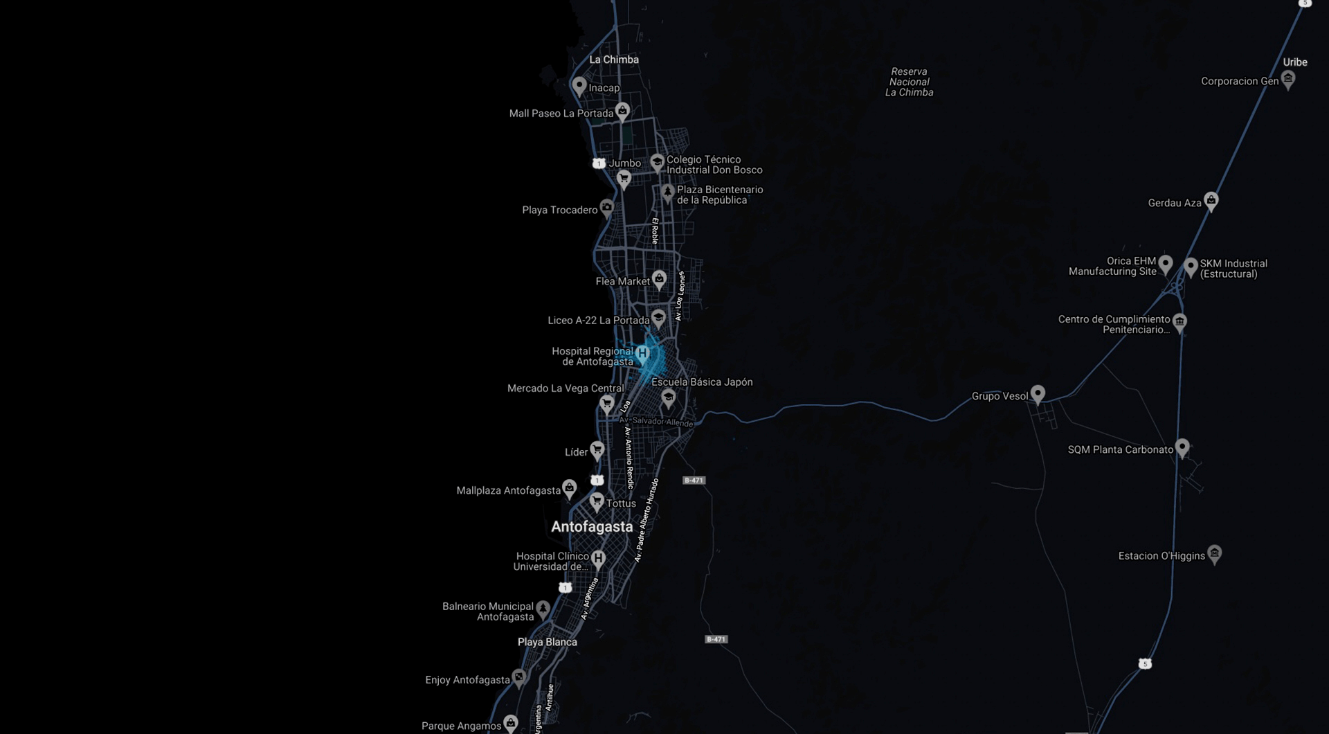 Mapa cobertura Región de Antofagasta