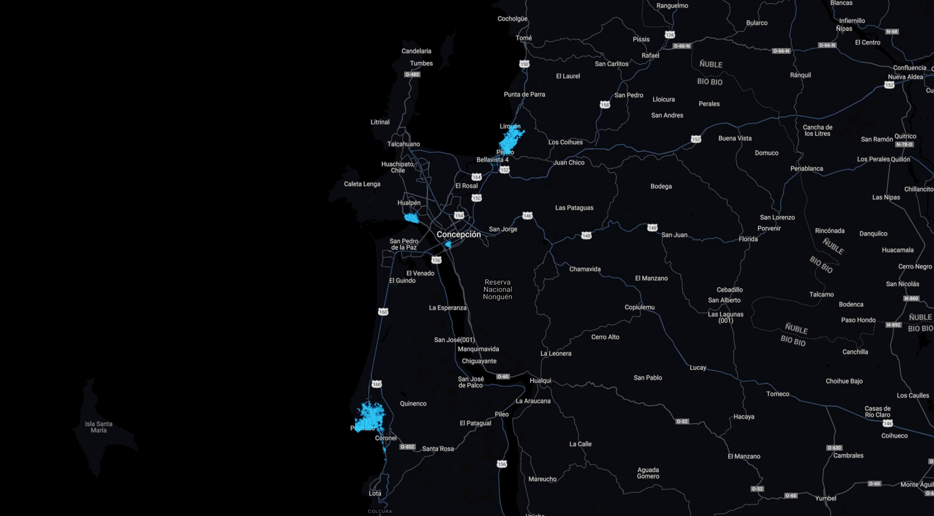 Mapa cobertura Región del Biobío