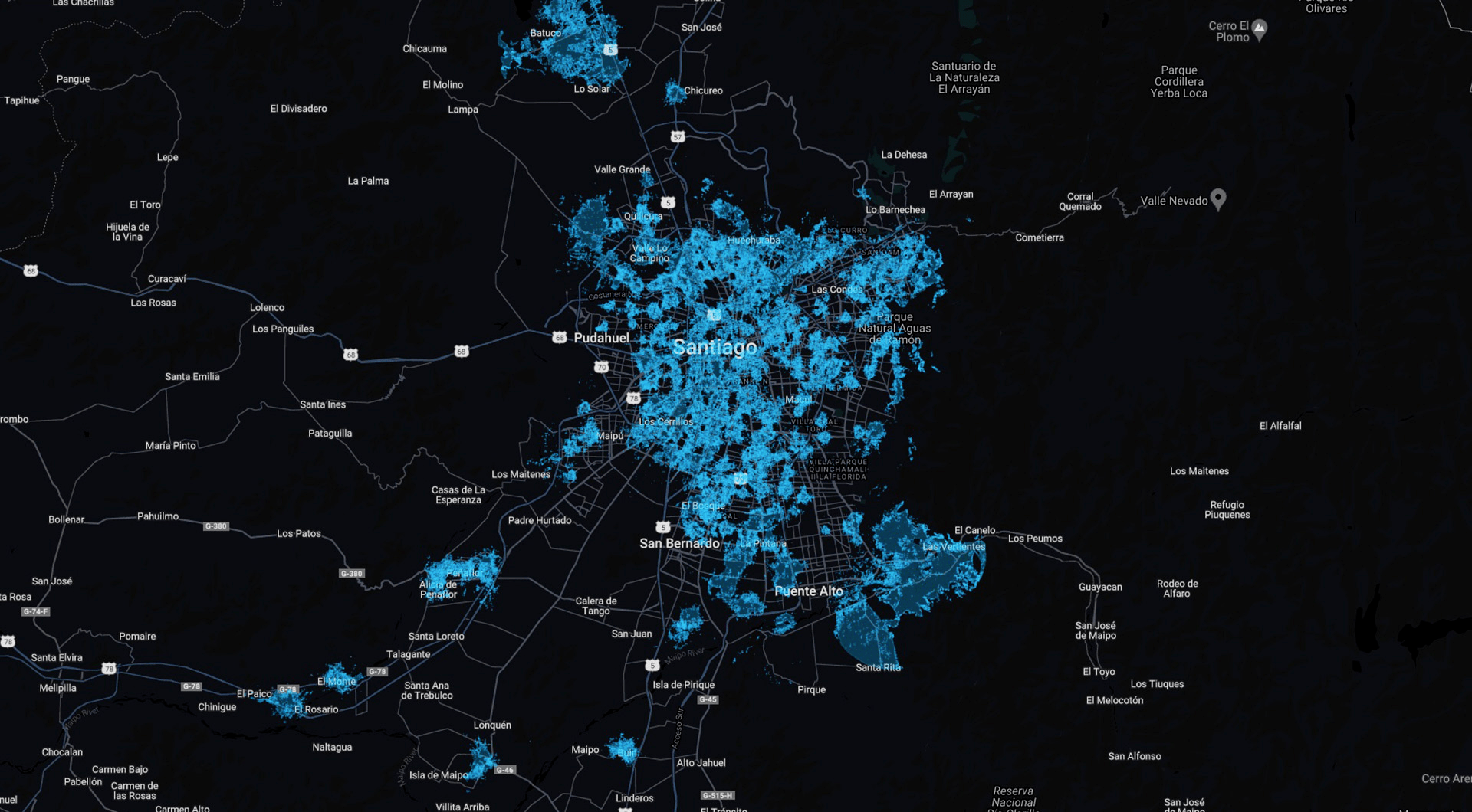 Mapa cobertura Región Metropolitana