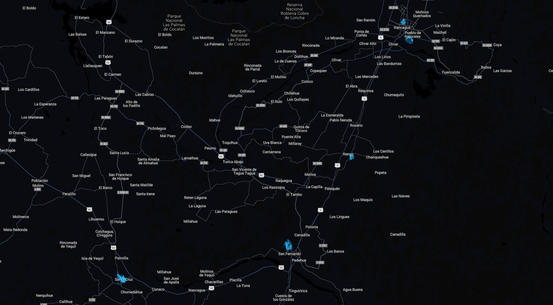 Mapa cobertura Región de O'Higgins